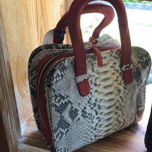 Purse ,Authentic Python and suede, handbag,